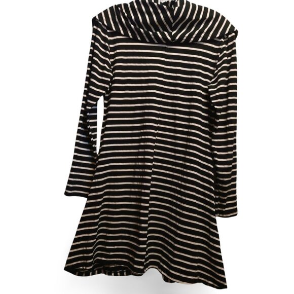 Flutter & Squeak Black & White Striped Cowl Neck Asymmetrical Top Dress, M - Picture 4 of 17